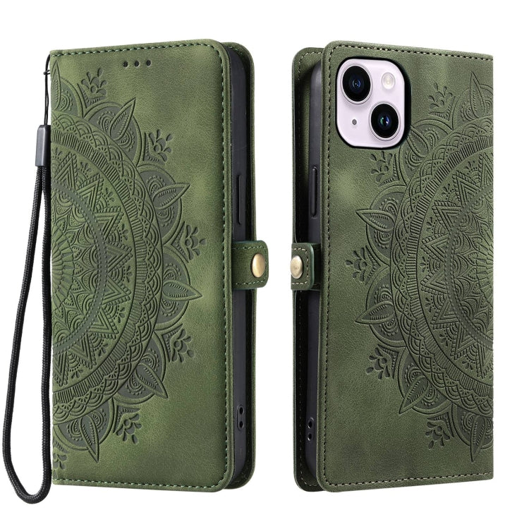 For iPhone 15 Skin Feel Totem Embossed Leather Phone Case