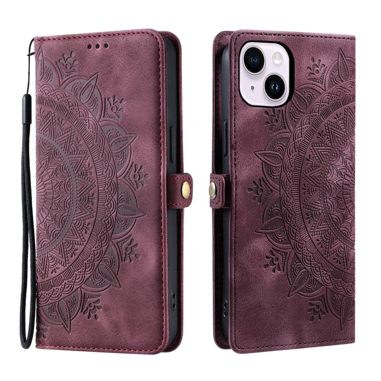 For iPhone 13 mini Skin Feel Totem Embossed Leather Phone Case
