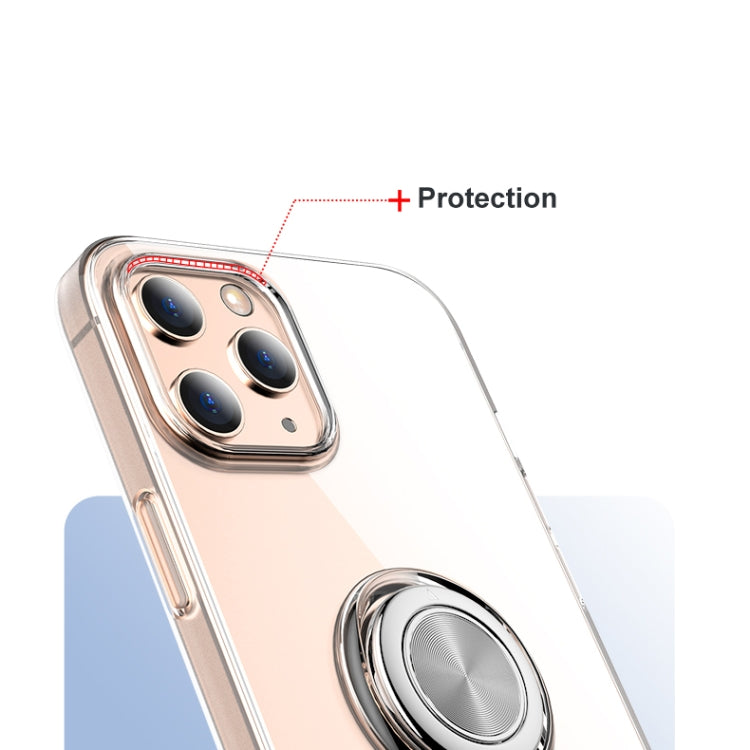 For iPhone 12 mini Transparent TPU Protective Case with Metal Ring Holder