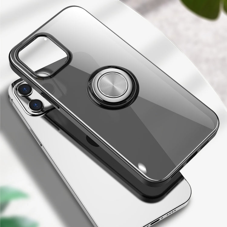 For iPhone 12 mini Transparent TPU Protective Case with Metal Ring Holder