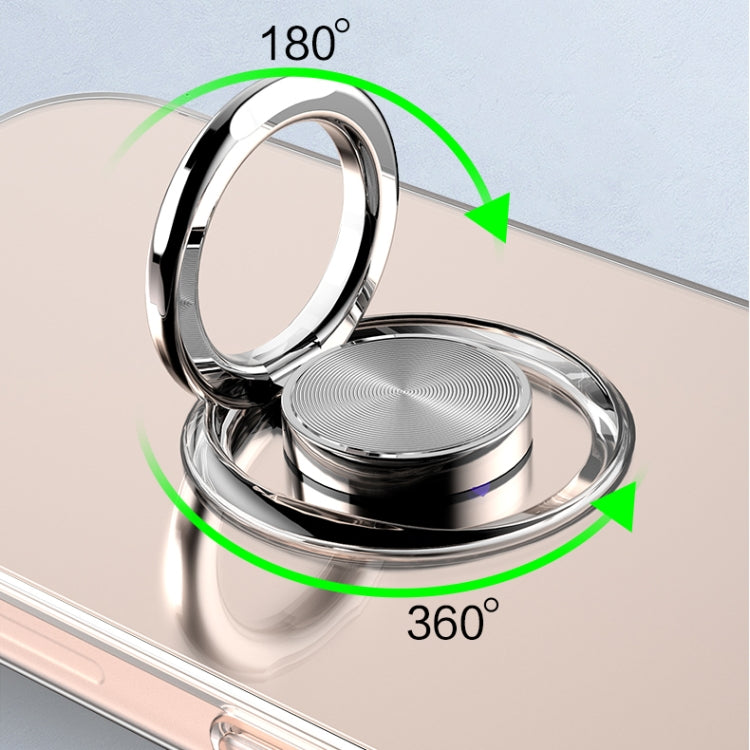 For iPhone 12 / 12 Pro Transparent TPU Protective Case with Metal Ring Holder