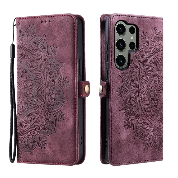 For Samsung Galaxy S25 Ultra 5G Skin Feel Totem Embossed Leather Phone Case