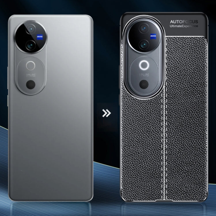 For vivo V40 Pro Litchi Texture Shockproof TPU Phone Case - Black