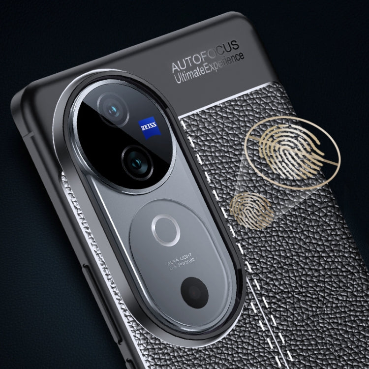 For vivo V40 Pro Litchi Texture Shockproof TPU Phone Case - Black