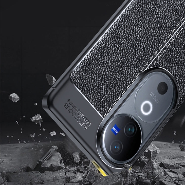 For vivo V40 Pro Litchi Texture Shockproof TPU Phone Case - Black