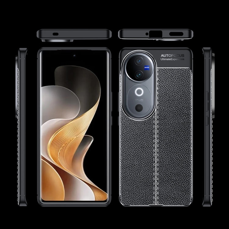 For vivo S19 Pro Litchi Texture Shockproof TPU Phone Case - Black