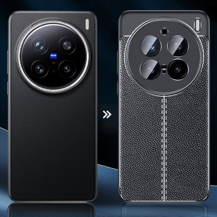 For vivo X200 Pro Litchi Texture Shockproof TPU Phone Case - Black