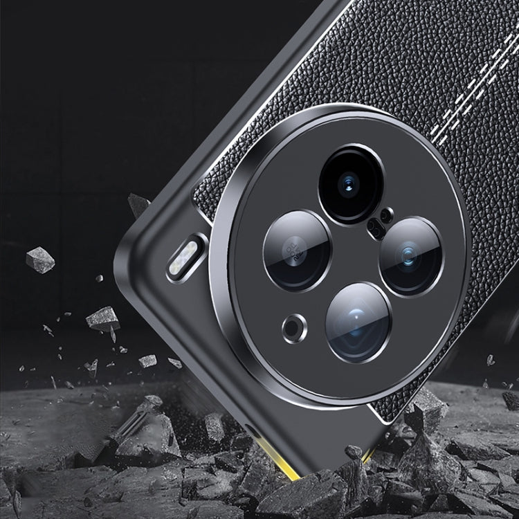 For vivo X200 Litchi Texture Shockproof TPU Phone Case - Black