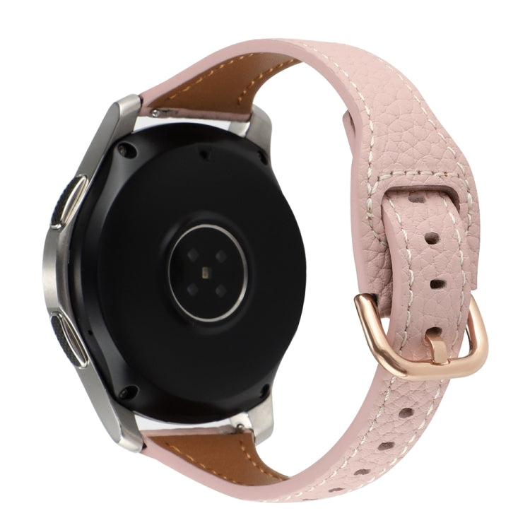 20mm T-shaped Starry Sky Style Litchi Texture Genuine Leather Watch Band