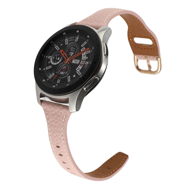 20mm T-shaped Starry Sky Style Litchi Texture Genuine Leather Watch Band