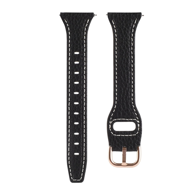 20mm T-shaped Starry Sky Style Litchi Texture Genuine Leather Watch Band