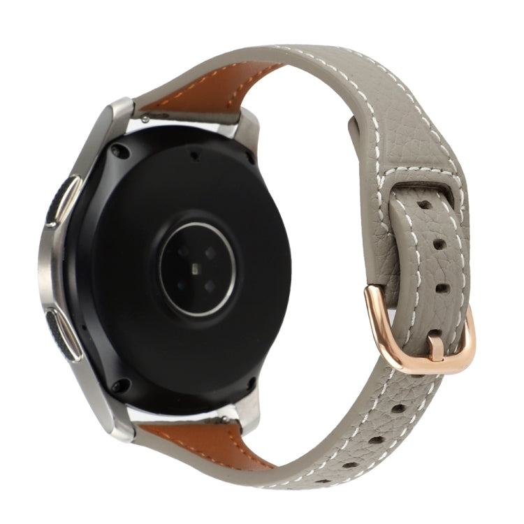 20mm T-shaped Starry Sky Style Litchi Texture Genuine Leather Watch Band