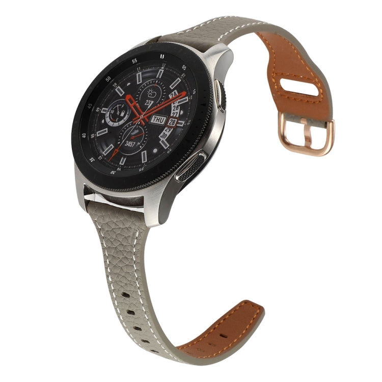 20mm T-shaped Starry Sky Style Litchi Texture Genuine Leather Watch Band