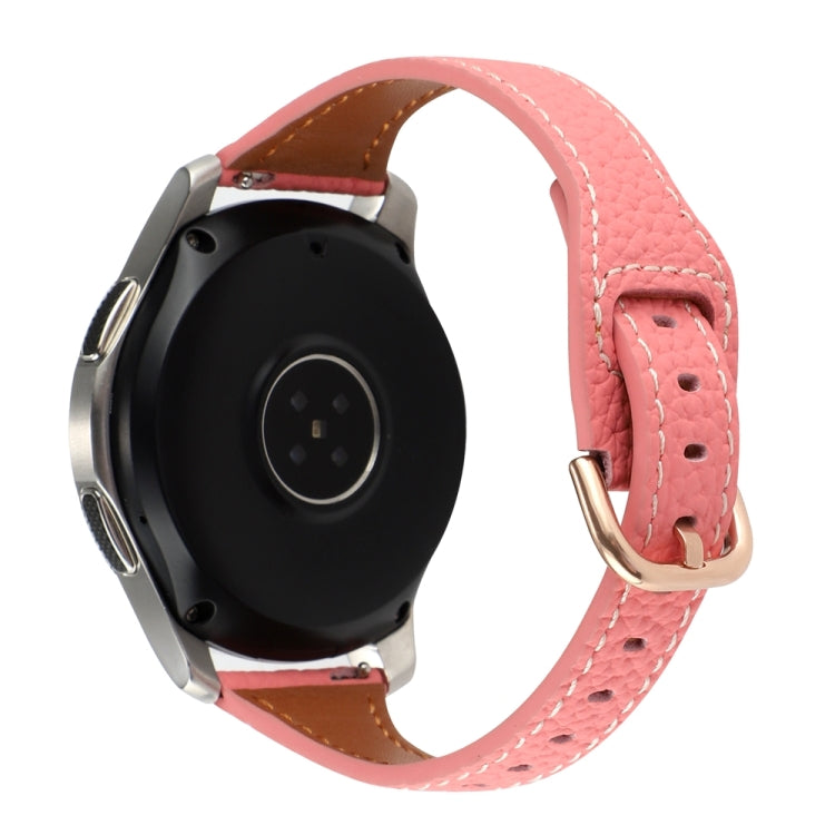 20mm T-shaped Starry Sky Style Litchi Texture Genuine Leather Watch Band