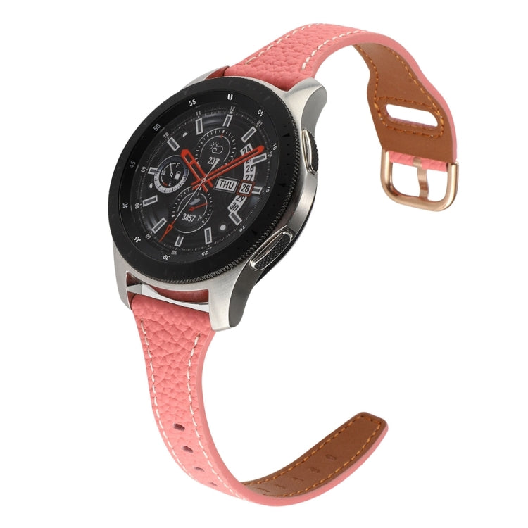 20mm T-shaped Starry Sky Style Litchi Texture Genuine Leather Watch Band