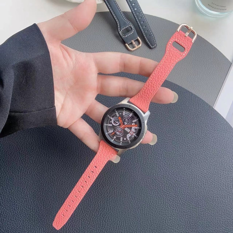 20mm T-shaped Starry Sky Style Litchi Texture Genuine Leather Watch Band