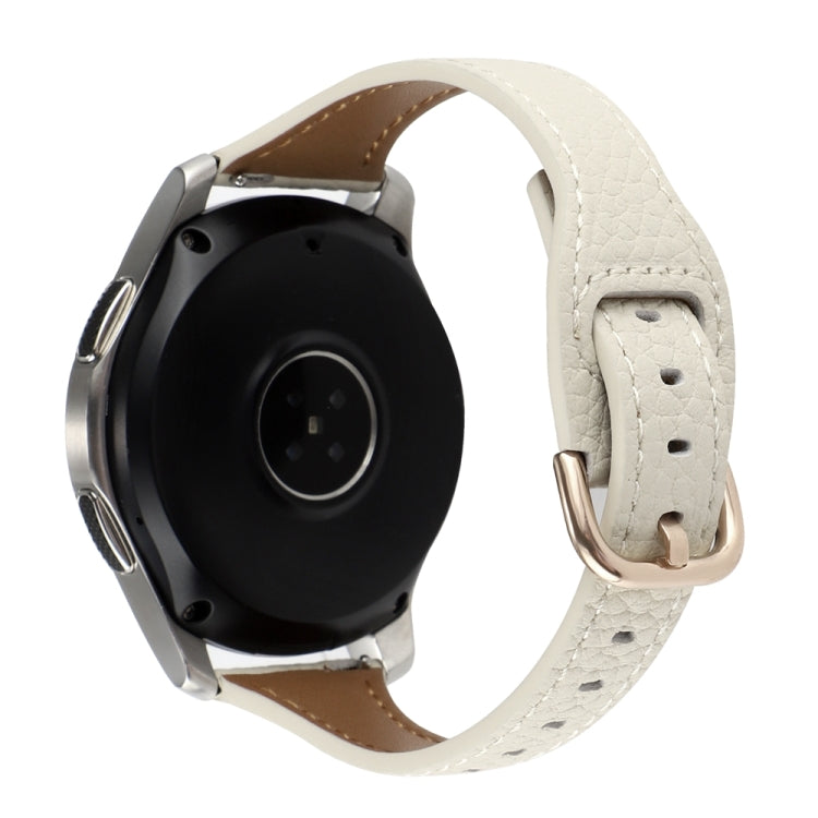 20mm T-shaped Starry Sky Style Litchi Texture Genuine Leather Watch Band