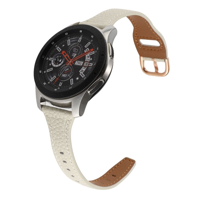 20mm T-shaped Starry Sky Style Litchi Texture Genuine Leather Watch Band