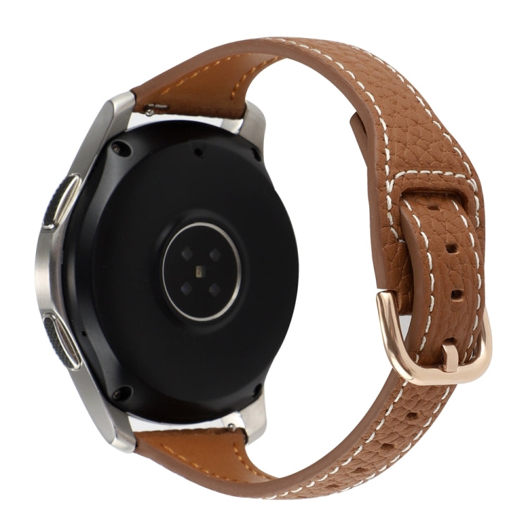20mm T-shaped Starry Sky Style Litchi Texture Genuine Leather Watch Band