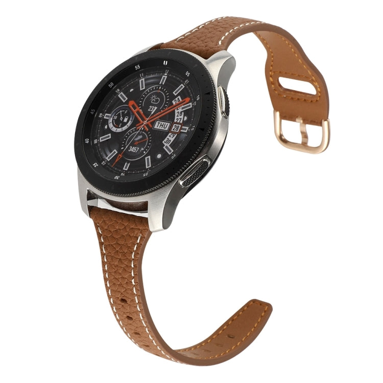 20mm T-shaped Starry Sky Style Litchi Texture Genuine Leather Watch Band