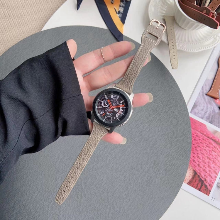 22mm T-shaped Starry Sky Style Litchi Texture Genuine Leather Watch Band