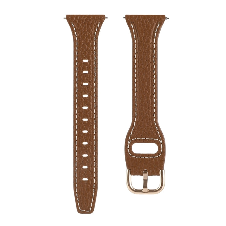 22mm T-shaped Starry Sky Style Litchi Texture Genuine Leather Watch Band