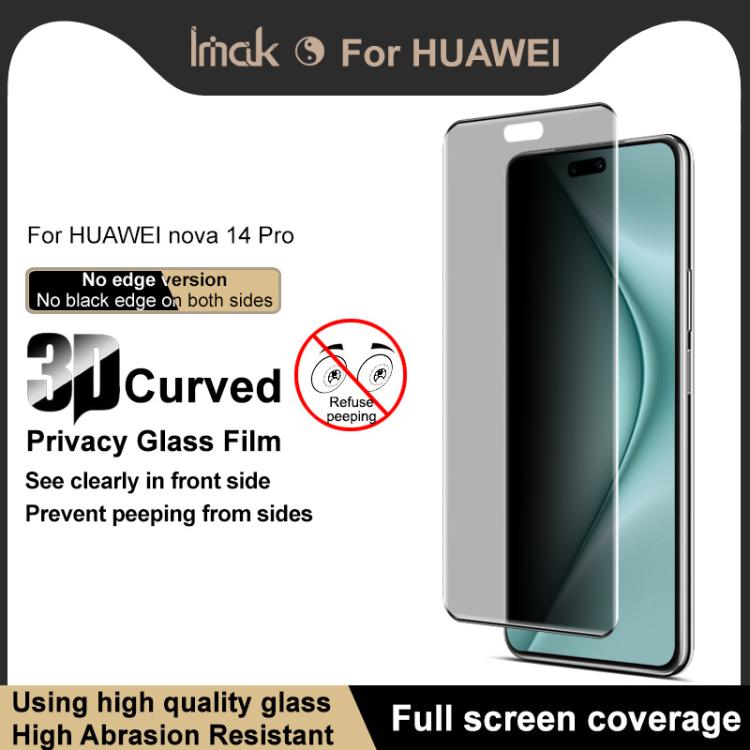 For Huawei nova 14 Pro imak No Edge Version 3D Curved Privacy Full Screen Tempered Glass Film