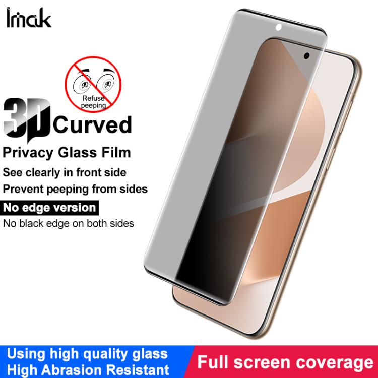 For Huawei Pura 80 Pro imak No Edge Version 3D Curved Privacy Full Screen Tempered Glass Film