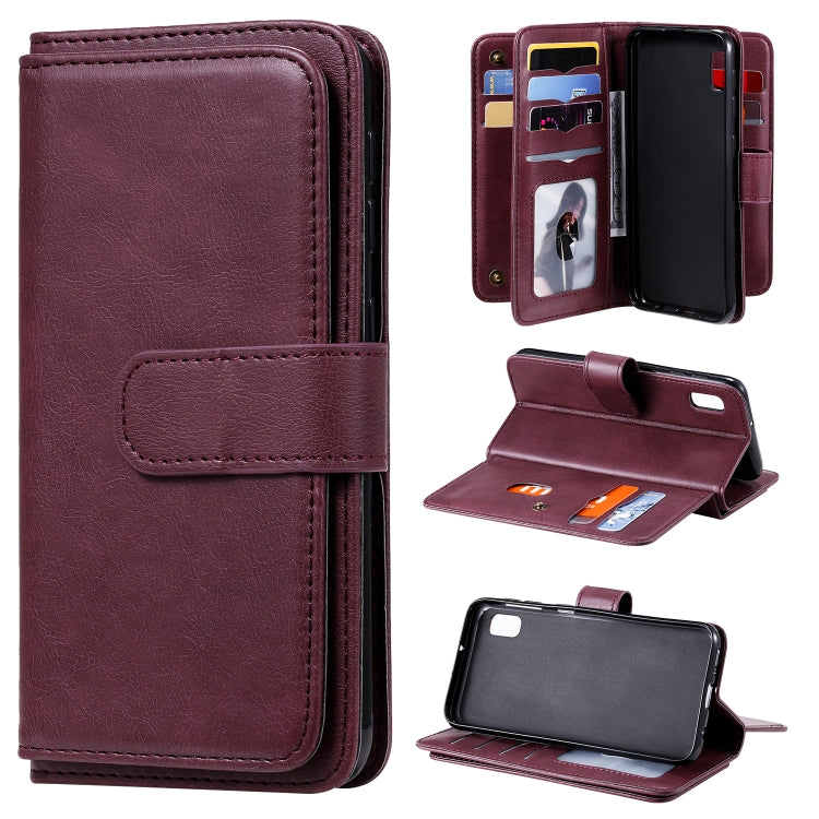 For Samsung Galaxy A10e Multifunctional Magnetic Copper Buckle Horizontal Flip Solid Color Leather Case with 10 Card Slots & Wallet & Holder & Photo Frame