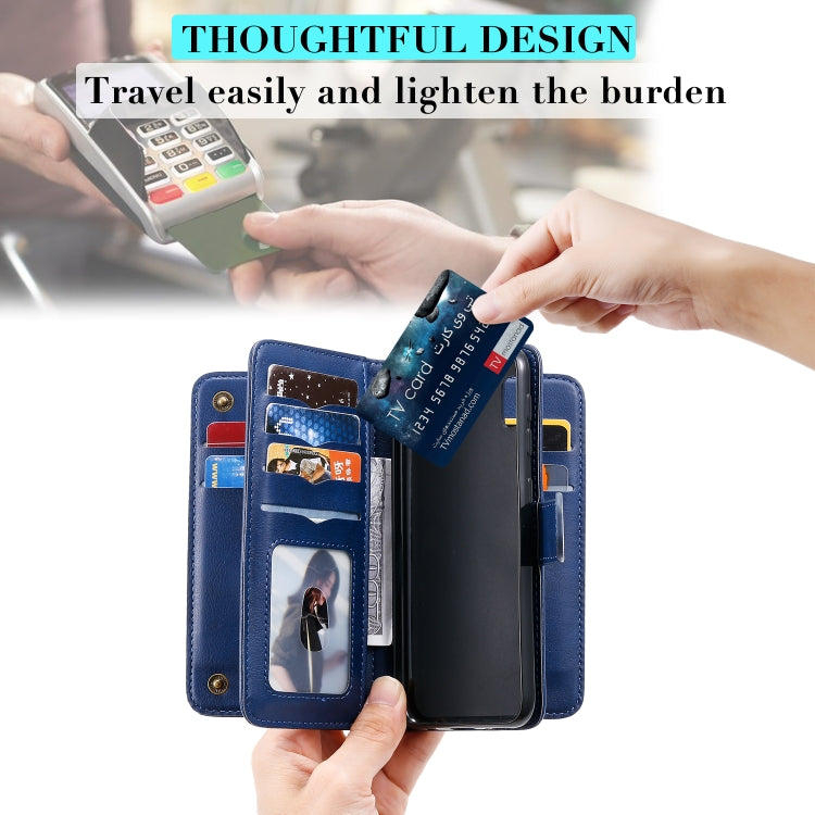 For Samsung Galaxy A10e Multifunctional Magnetic Copper Buckle Horizontal Flip Solid Color Leather Case with 10 Card Slots & Wallet & Holder & Photo Frame
