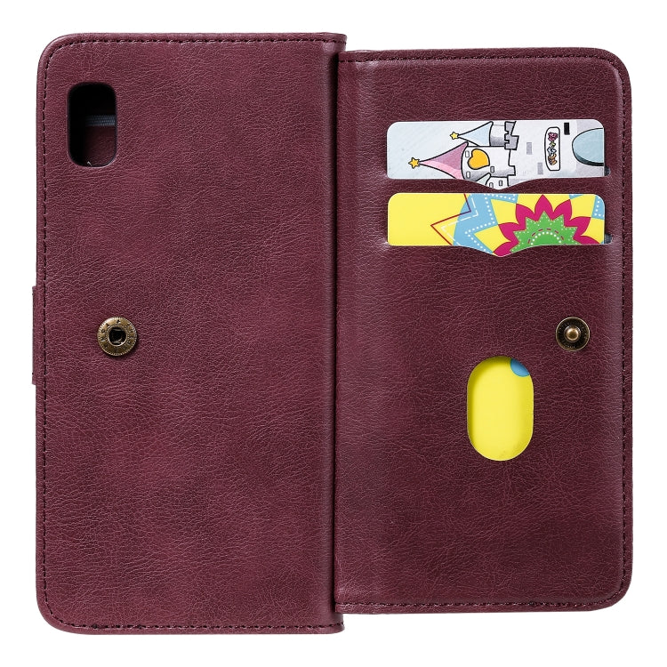 For Samsung Galaxy A10e Multifunctional Magnetic Copper Buckle Horizontal Flip Solid Color Leather Case with 10 Card Slots & Wallet & Holder & Photo Frame