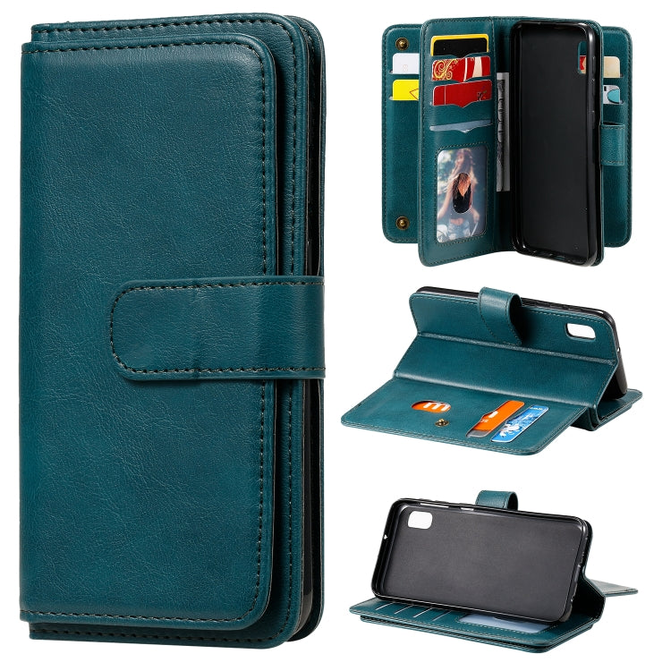 For Samsung Galaxy A10e Multifunctional Magnetic Copper Buckle Horizontal Flip Solid Color Leather Case with 10 Card Slots & Wallet & Holder & Photo Frame