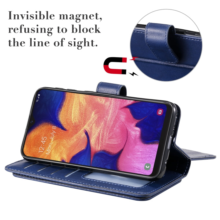 For Samsung Galaxy A10e Multifunctional Magnetic Copper Buckle Horizontal Flip Solid Color Leather Case with 10 Card Slots & Wallet & Holder & Photo Frame