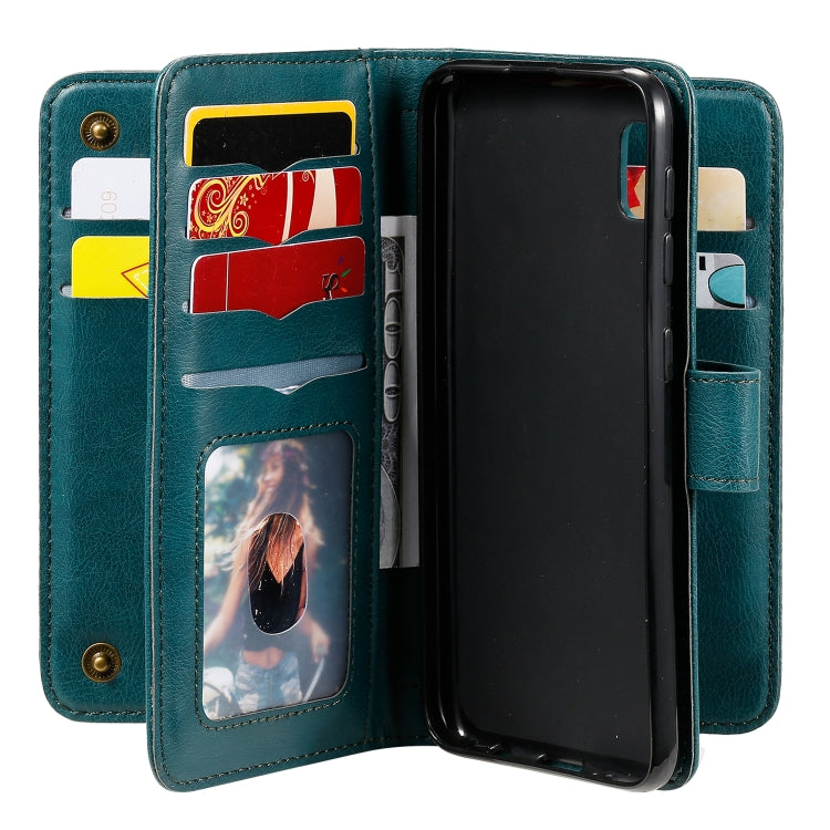 For Samsung Galaxy A10e Multifunctional Magnetic Copper Buckle Horizontal Flip Solid Color Leather Case with 10 Card Slots & Wallet & Holder & Photo Frame
