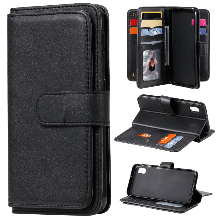 For Samsung Galaxy A10e Multifunctional Magnetic Copper Buckle Horizontal Flip Solid Color Leather Case with 10 Card Slots & Wallet & Holder & Photo Frame