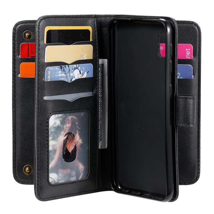 For Samsung Galaxy A10e Multifunctional Magnetic Copper Buckle Horizontal Flip Solid Color Leather Case with 10 Card Slots & Wallet & Holder & Photo Frame