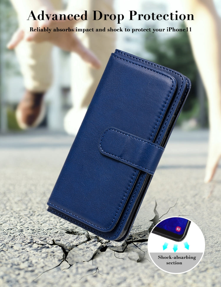 For Samsung Galaxy A10e Multifunctional Magnetic Copper Buckle Horizontal Flip Solid Color Leather Case with 10 Card Slots & Wallet & Holder & Photo Frame