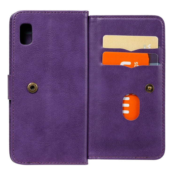 For Samsung Galaxy A10e Multifunctional Magnetic Copper Buckle Horizontal Flip Solid Color Leather Case with 10 Card Slots & Wallet & Holder & Photo Frame