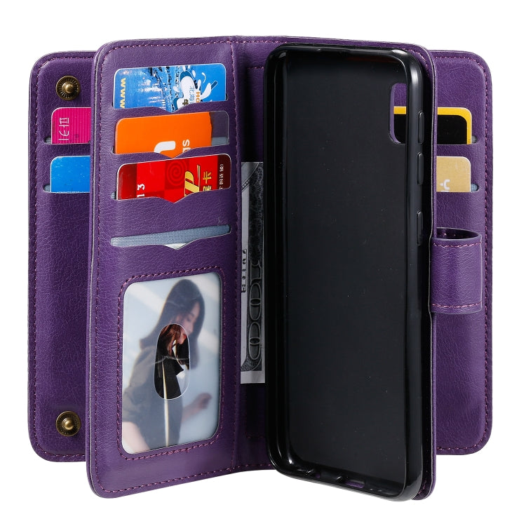 For Samsung Galaxy A10e Multifunctional Magnetic Copper Buckle Horizontal Flip Solid Color Leather Case with 10 Card Slots & Wallet & Holder & Photo Frame