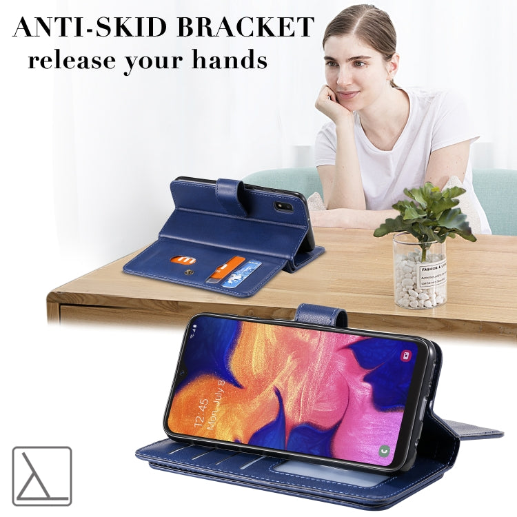 For Samsung Galaxy A10e Multifunctional Magnetic Copper Buckle Horizontal Flip Solid Color Leather Case with 10 Card Slots & Wallet & Holder & Photo Frame