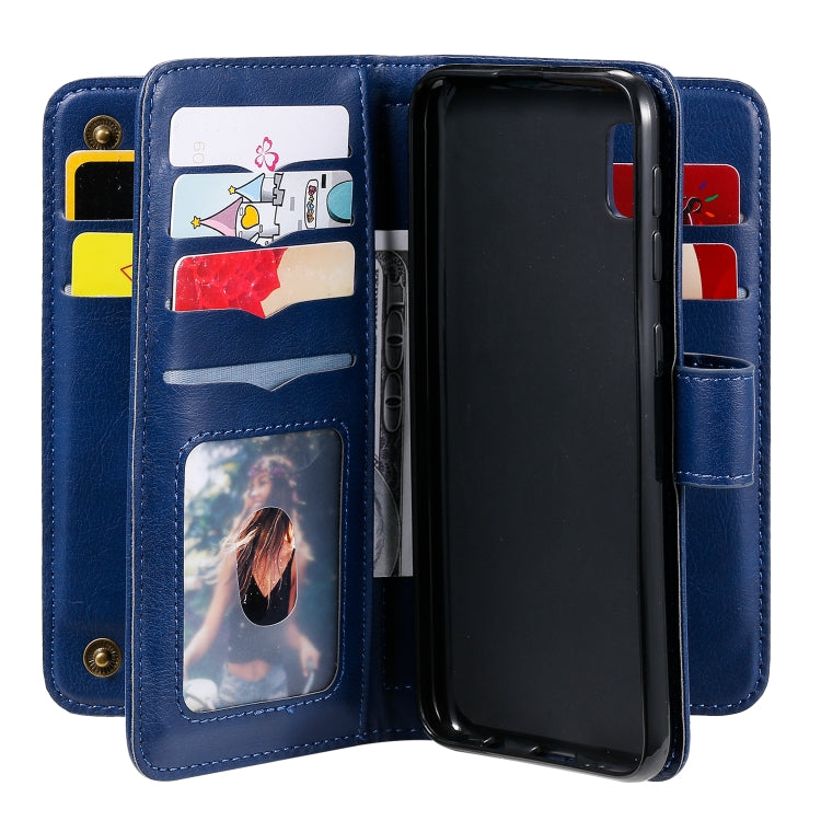 For Samsung Galaxy A10e Multifunctional Magnetic Copper Buckle Horizontal Flip Solid Color Leather Case with 10 Card Slots & Wallet & Holder & Photo Frame