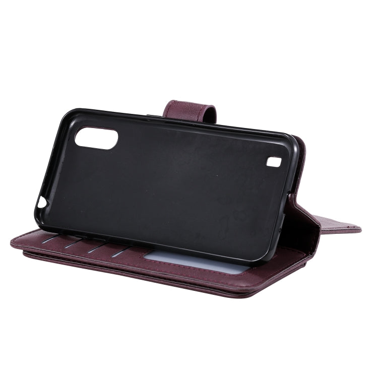 For Samsung Galaxy A01 Multifunctional Magnetic Copper Buckle Horizontal Flip Solid Color Leather Case with 10 Card Slots & Wallet & Holder & Photo Frame