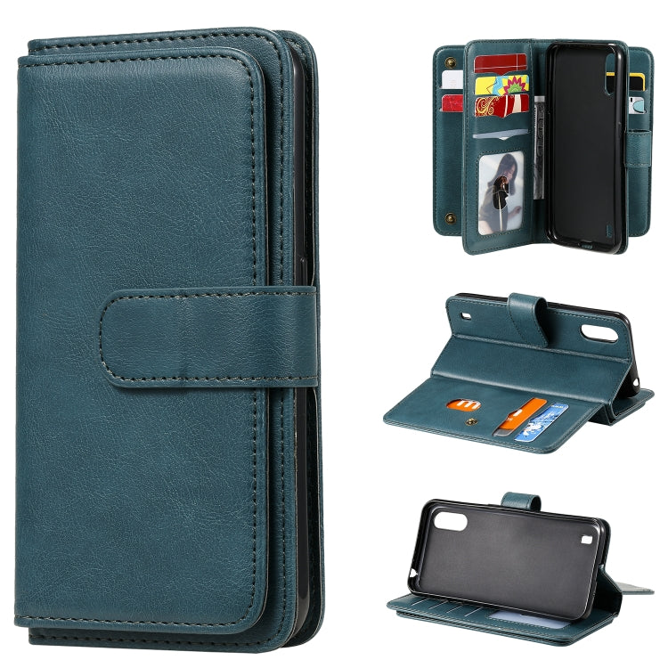 For Samsung Galaxy A01 Multifunctional Magnetic Copper Buckle Horizontal Flip Solid Color Leather Case with 10 Card Slots & Wallet & Holder & Photo Frame