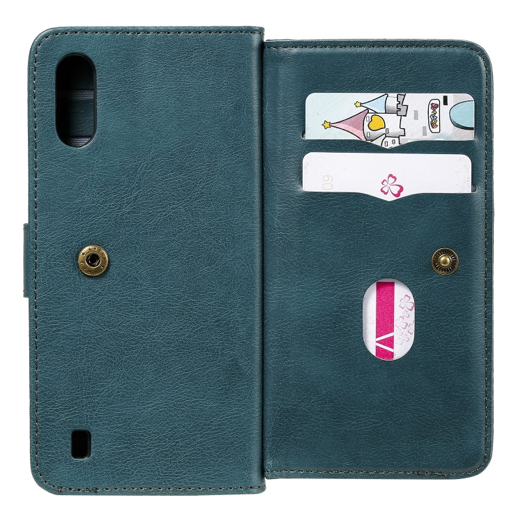 For Samsung Galaxy A01 Multifunctional Magnetic Copper Buckle Horizontal Flip Solid Color Leather Case with 10 Card Slots & Wallet & Holder & Photo Frame