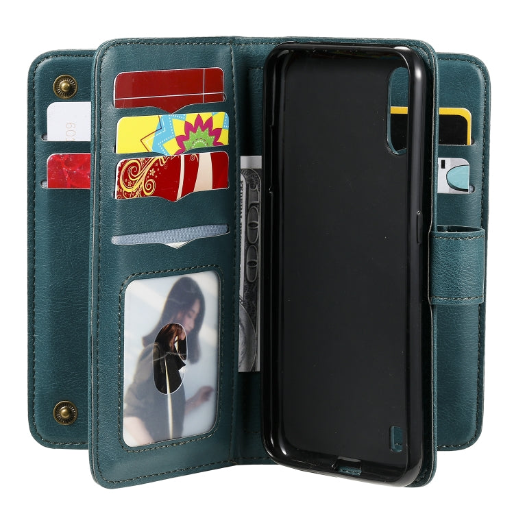 For Samsung Galaxy A01 Multifunctional Magnetic Copper Buckle Horizontal Flip Solid Color Leather Case with 10 Card Slots & Wallet & Holder & Photo Frame