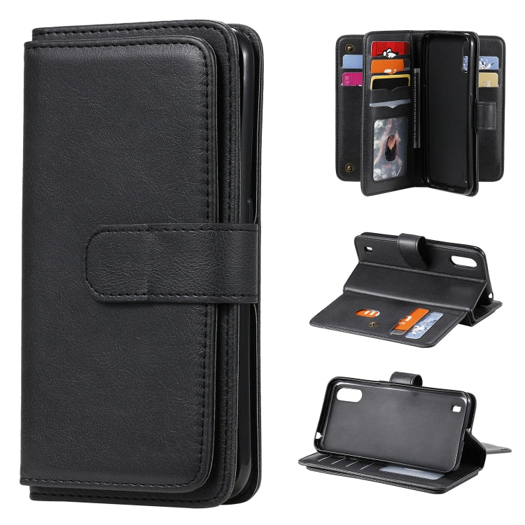 For Samsung Galaxy A01 Multifunctional Magnetic Copper Buckle Horizontal Flip Solid Color Leather Case with 10 Card Slots & Wallet & Holder & Photo Frame