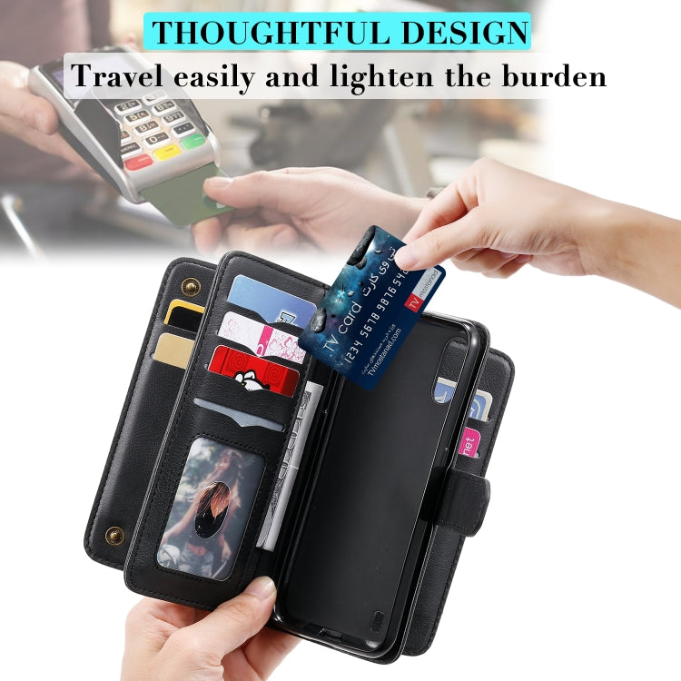 For Samsung Galaxy A01 Multifunctional Magnetic Copper Buckle Horizontal Flip Solid Color Leather Case with 10 Card Slots & Wallet & Holder & Photo Frame