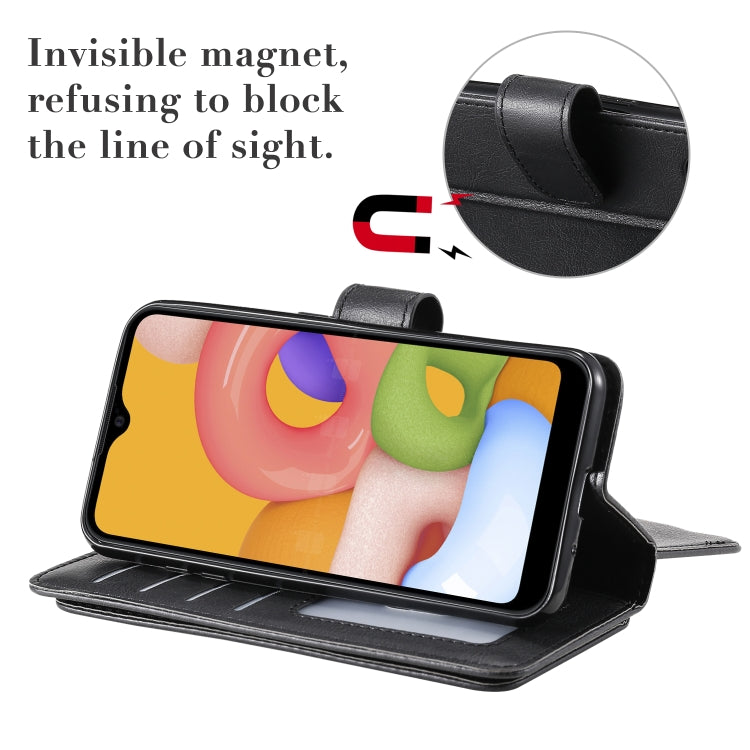 For Samsung Galaxy A01 Multifunctional Magnetic Copper Buckle Horizontal Flip Solid Color Leather Case with 10 Card Slots & Wallet & Holder & Photo Frame