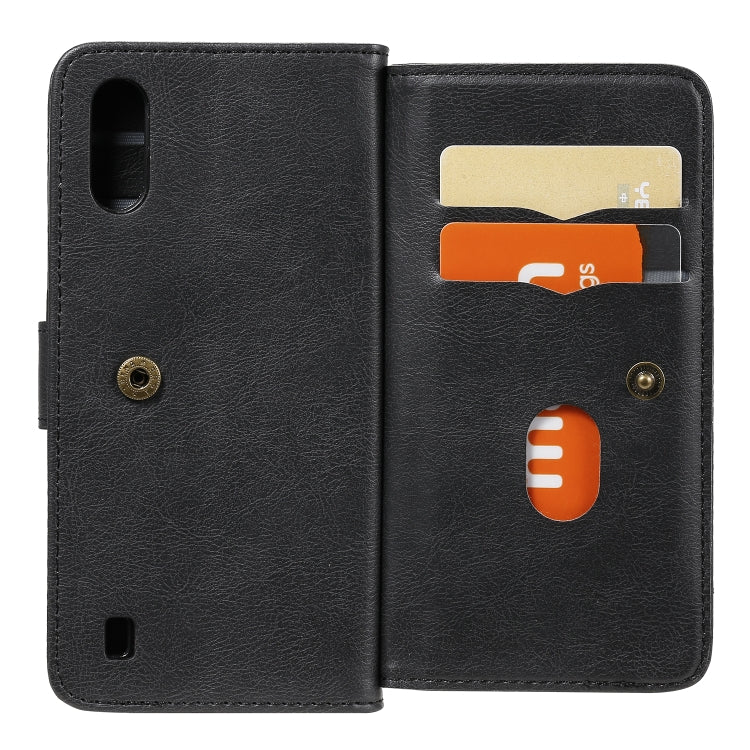 For Samsung Galaxy A01 Multifunctional Magnetic Copper Buckle Horizontal Flip Solid Color Leather Case with 10 Card Slots & Wallet & Holder & Photo Frame