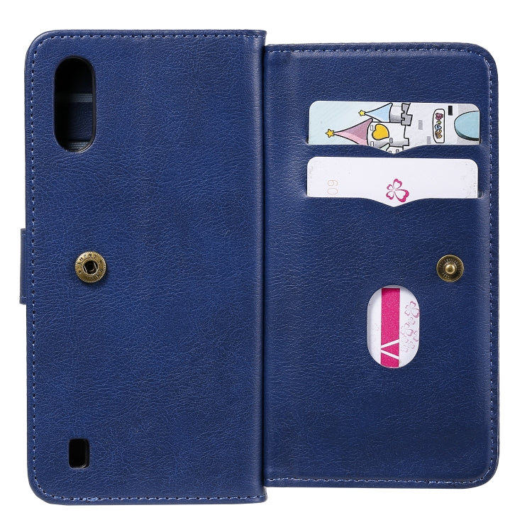 For Samsung Galaxy A01 Multifunctional Magnetic Copper Buckle Horizontal Flip Solid Color Leather Case with 10 Card Slots & Wallet & Holder & Photo Frame